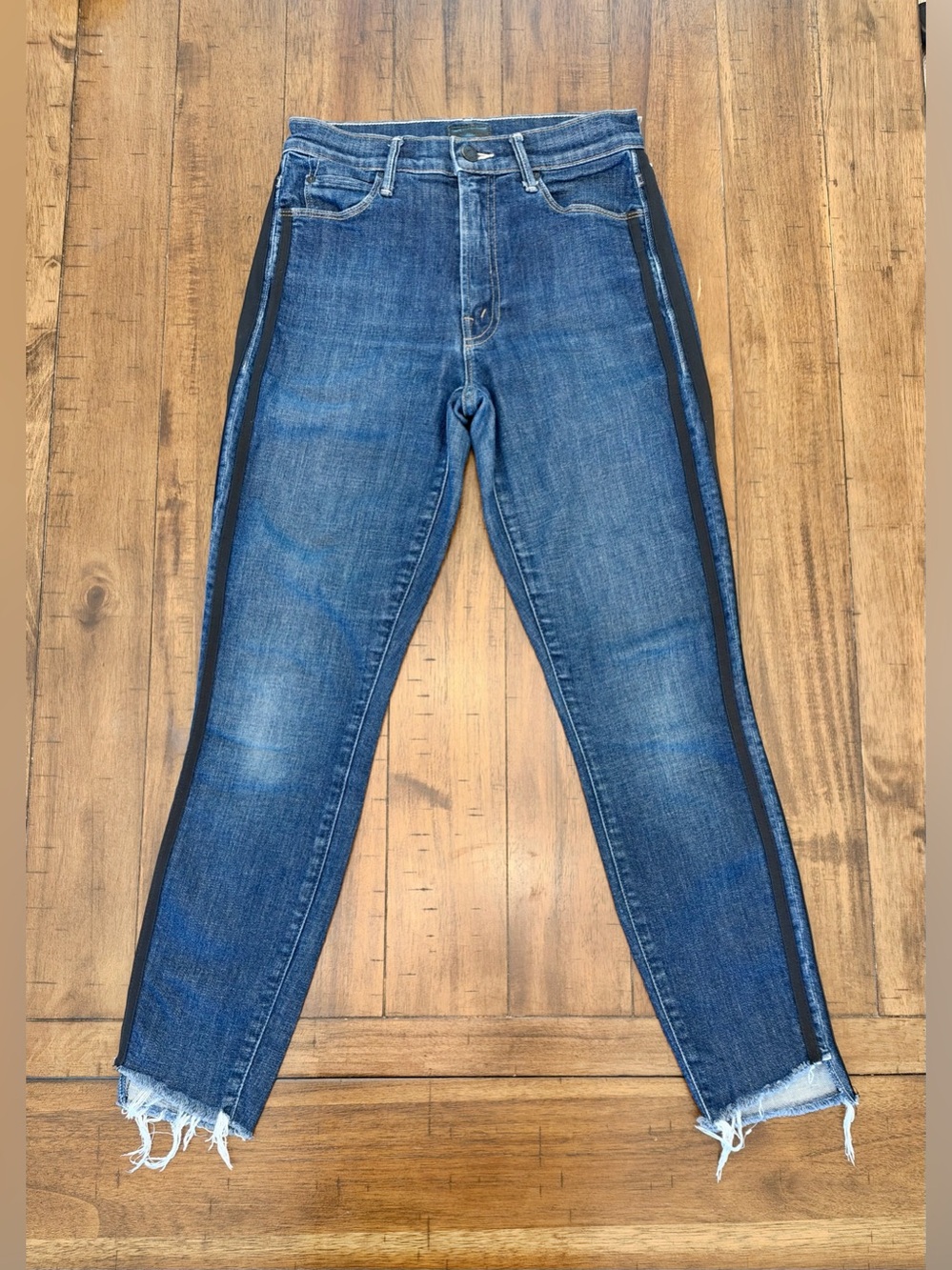 MOTHER Women’s “Stunner Ankle Step Fray” High-Rise Skinny Fit Jeans